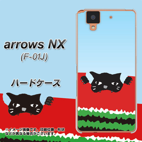 docomo アローズ NX F-01J 高画質仕上げ 背面印刷 ハードケース【IA815 すいかをかじるネコ(大)】