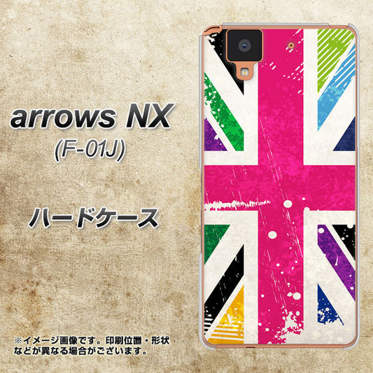 docomo アローズ NX F-01J 高画質仕上げ 背面印刷 ハードケース【SC806 ユニオンジャック ピンクビンテージ】