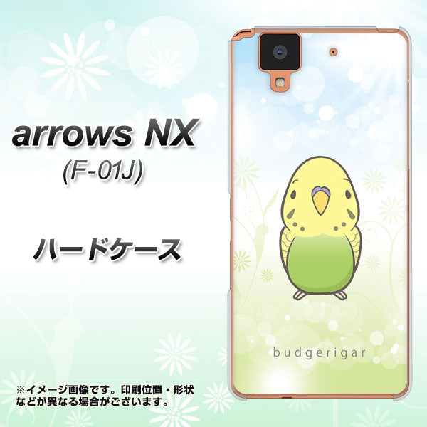 docomo アローズ NX F-01J 高画質仕上げ 背面印刷 ハードケース【SC838 セキセイインコ グリーン】