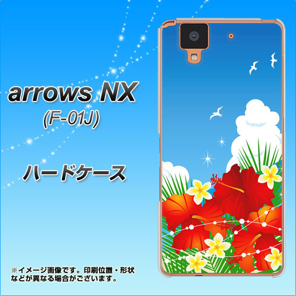 docomo アローズ NX F-01J 高画質仕上げ 背面印刷 ハードケース【VA821 ハイビスカスと青空】