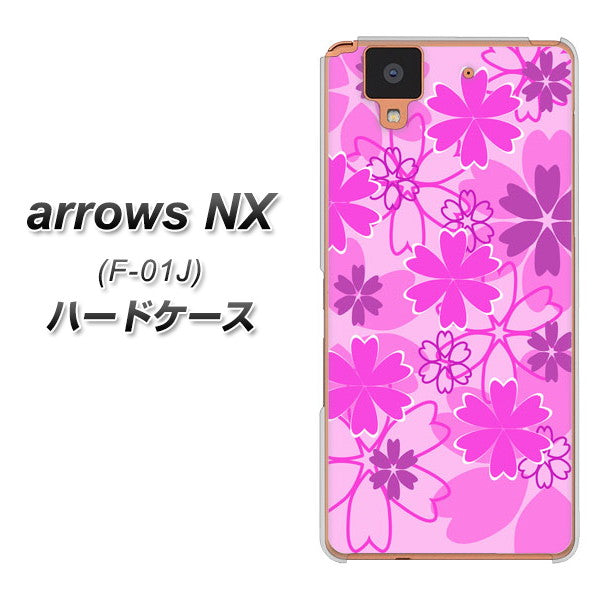 docomo アローズ NX F-01J 高画質仕上げ 背面印刷 ハードケース【VA961 重なり合う花 ピンク】