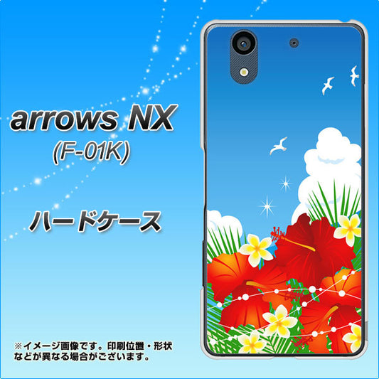 docomo アローズ NX F-01K 高画質仕上げ 背面印刷 ハードケース【VA821 ハイビスカスと青空】
