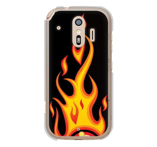 らくらくスマートフォン me F-01L docomo 高画質仕上げ 背面印刷 ハードケース 【010 ファイヤー】