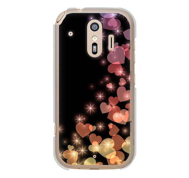 らくらくスマートフォン me F-01L docomo 高画質仕上げ 背面印刷 ハードケース きらめきハート