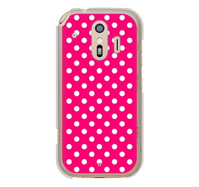 らくらくスマートフォン me F-01L docomo 高画質仕上げ 背面印刷 ハードケース シンプル柄(水玉)