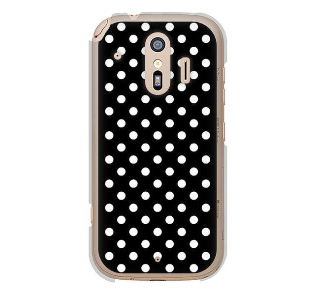 らくらくスマートフォン me F-01L docomo 高画質仕上げ 背面印刷 ハードケース シンプル柄(水玉)