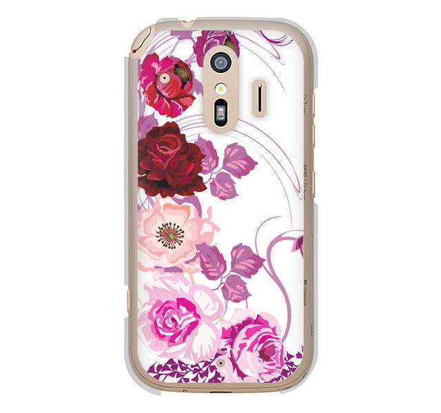 らくらくスマートフォン me F-01L docomo 高画質仕上げ 背面印刷 ハードケース ロマンチックなバラ