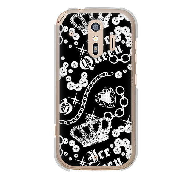 らくらくスマートフォン me F-01L docomo 高画質仕上げ 背面印刷 ハードケース 【187 ゴージャス クラウン】