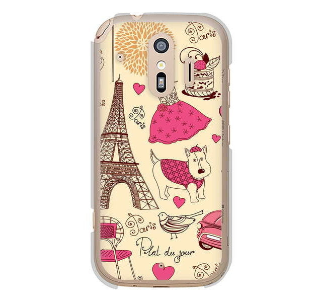 らくらくスマートフォン me F-01L docomo 高画質仕上げ 背面印刷 ハードケース LOVE フランス