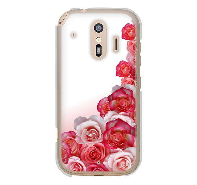 らくらくスマートフォン me F-01L docomo 高画質仕上げ 背面印刷 ハードケース ロマンチックなバラ