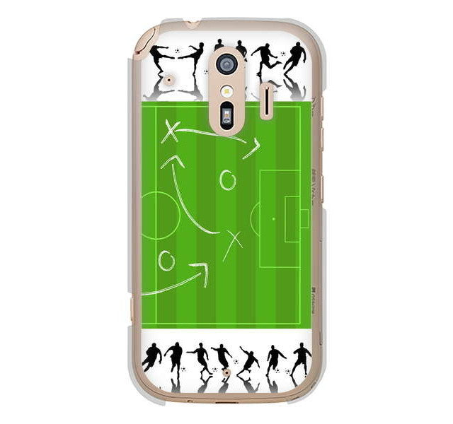 らくらくスマートフォン me F-01L docomo 高画質仕上げ 背面印刷 ハードケース 【304 サッカー戦略ボード】