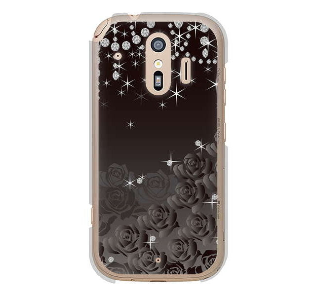 らくらくスマートフォン me F-01L docomo 高画質仕上げ 背面印刷 ハードケース ロマンチックなバラ