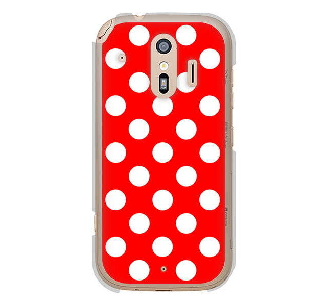 らくらくスマートフォン me F-01L docomo 高画質仕上げ 背面印刷 ハードケース シンプル柄(水玉)