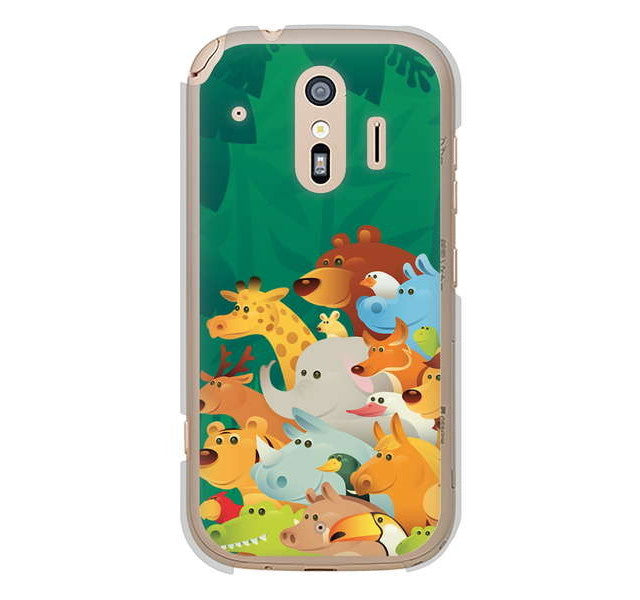 らくらくスマートフォン me F-01L docomo 高画質仕上げ 背面印刷 ハードケース 【370 全員集合】