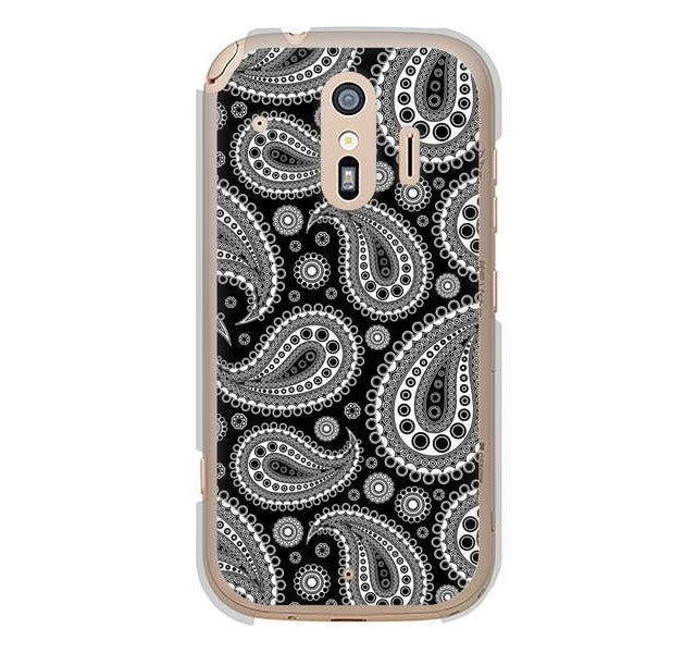 らくらくスマートフォン me F-01L docomo 高画質仕上げ 背面印刷 ハードケース ペイズリー