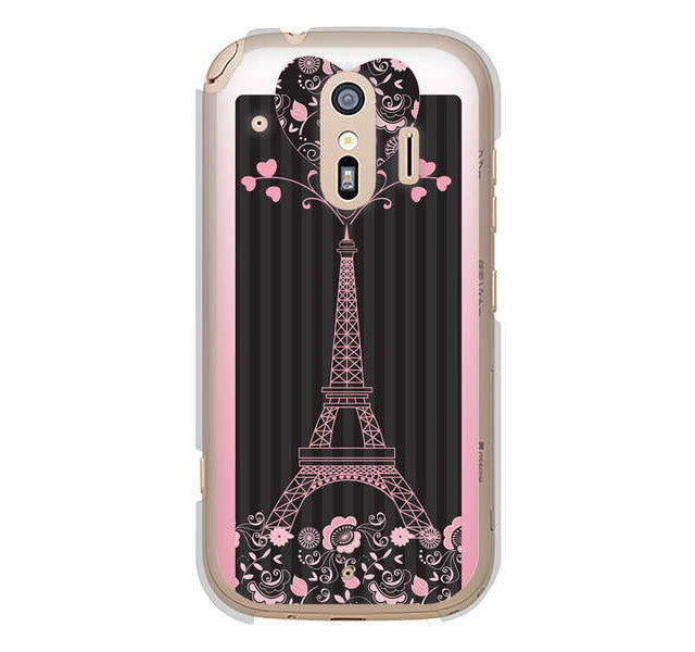 らくらくスマートフォン me F-01L docomo 高画質仕上げ 背面印刷 ハードケース LOVE フランス