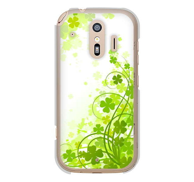 らくらくスマートフォン me F-01L docomo 高画質仕上げ 背面印刷 ハードケース 【565 四葉のクローバー】