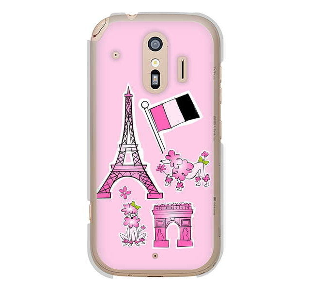 らくらくスマートフォン me F-01L docomo 高画質仕上げ 背面印刷 ハードケース LOVE フランス