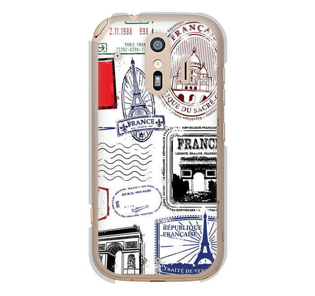 らくらくスマートフォン me F-01L docomo 高画質仕上げ 背面印刷 ハードケース LOVE フランス