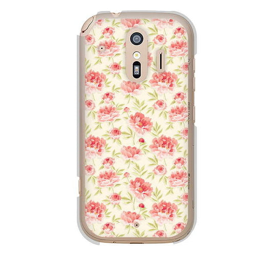 らくらくスマートフォン me F-01L docomo 高画質仕上げ 背面印刷 ハードケース 北欧の小花