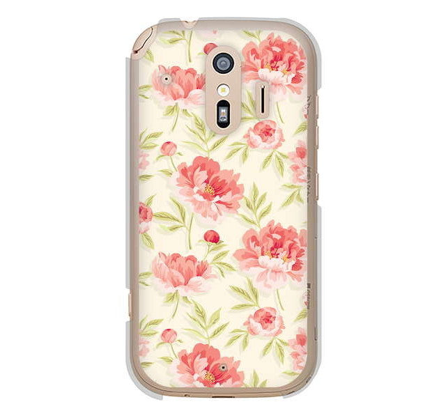 らくらくスマートフォン me F-01L docomo 高画質仕上げ 背面印刷 ハードケース 北欧の小花