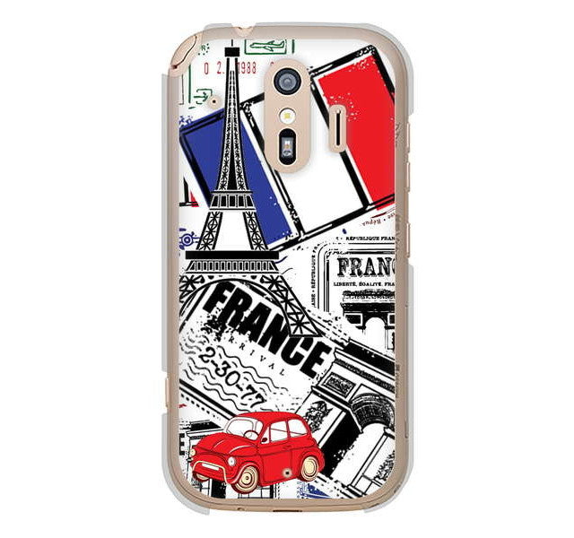 らくらくスマートフォン me F-01L docomo 高画質仕上げ 背面印刷 ハードケース LOVE フランス