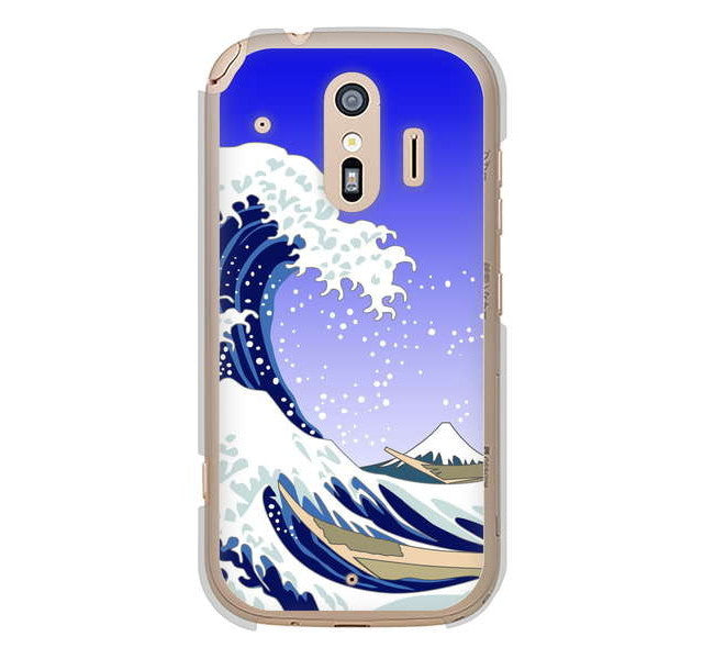 らくらくスマートフォン me F-01L docomo 高画質仕上げ 背面印刷 ハードケース 【625 波に富士】