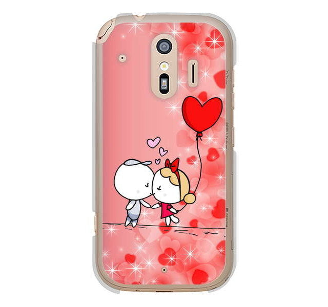 らくらくスマートフォン me F-01L docomo 高画質仕上げ 背面印刷 ハードケース カップル