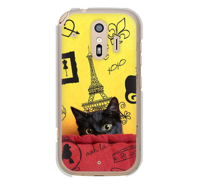 らくらくスマートフォン me F-01L docomo 高画質仕上げ 背面印刷 ハードケース LOVE フランス