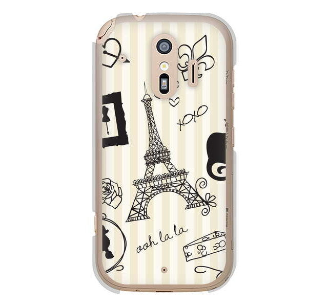 らくらくスマートフォン me F-01L docomo 高画質仕上げ 背面印刷 ハードケース LOVE フランス