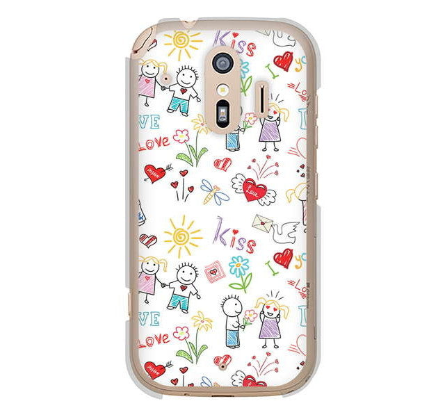らくらくスマートフォン me F-01L docomo 高画質仕上げ 背面印刷 ハードケース カップル&ファミリー