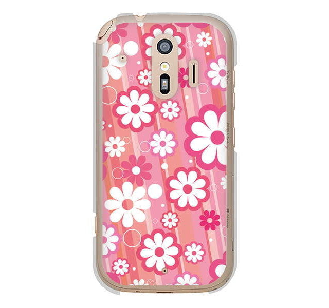 らくらくスマートフォン me F-01L docomo 高画質仕上げ 背面印刷 ハードケース 【751 マーガレット(ピンク系)】