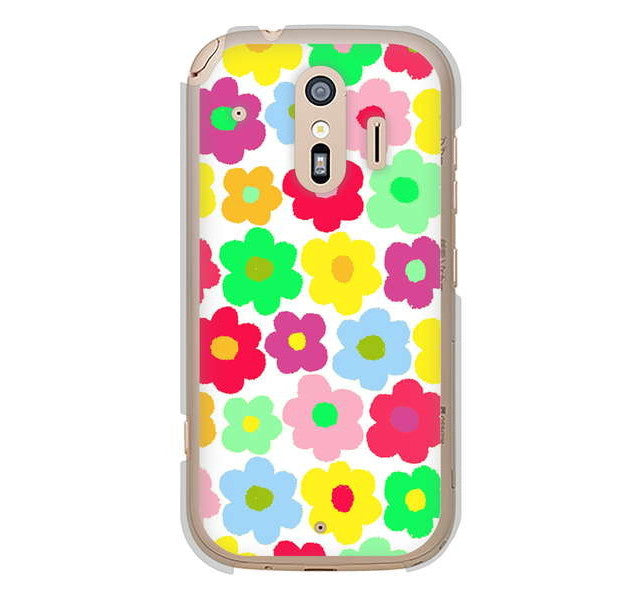 らくらくスマートフォン me F-01L docomo 高画質仕上げ 背面印刷 ハードケース ルーズフラワー