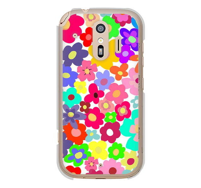 らくらくスマートフォン me F-01L docomo 高画質仕上げ 背面印刷 ハードケース ルーズフラワー