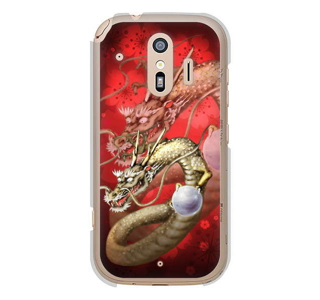 らくらくスマートフォン me F-01L docomo 高画質仕上げ 背面印刷 ハードケース 龍