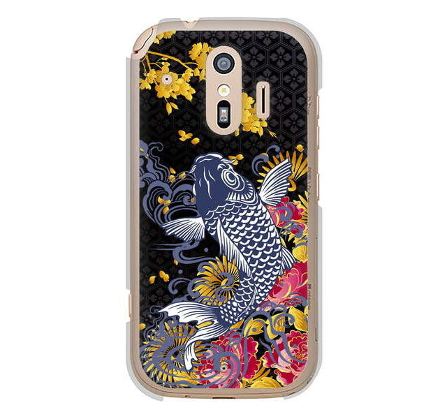 らくらくスマートフォン me F-01L docomo 高画質仕上げ 背面印刷 ハードケース 鯉