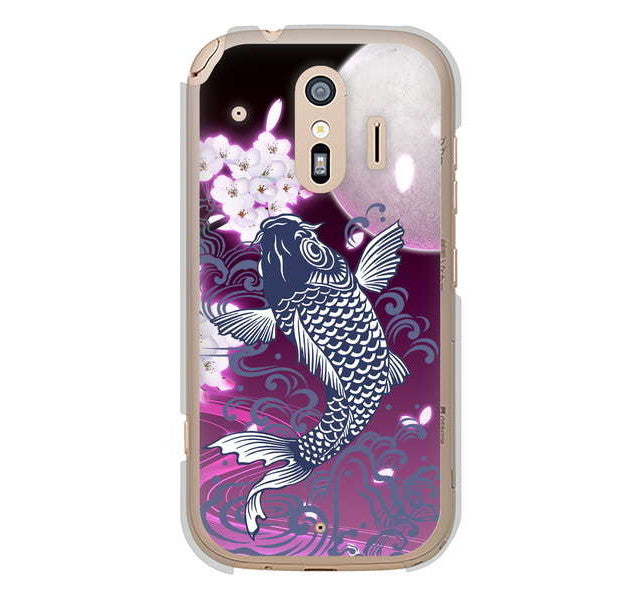 らくらくスマートフォン me F-01L docomo 高画質仕上げ 背面印刷 ハードケース 鯉