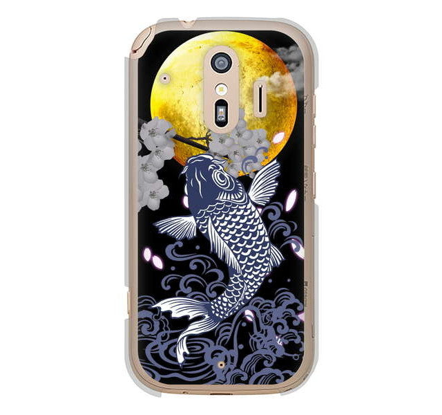 らくらくスマートフォン me F-01L docomo 高画質仕上げ 背面印刷 ハードケース 鯉