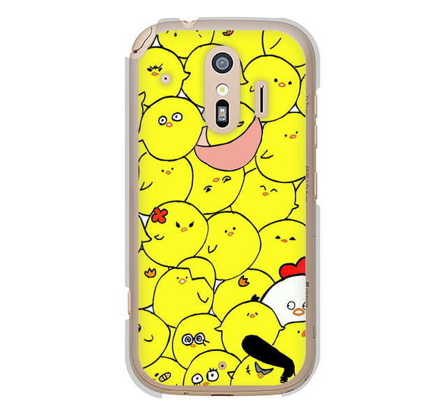 らくらくスマートフォン me F-01L docomo 高画質仕上げ 背面印刷 ハードケース 【1031 ピヨピヨ】