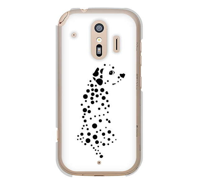 らくらくスマートフォン me F-01L docomo 高画質仕上げ 背面印刷 ハードケース 【1038 振り向くダルメシアン(WH)】