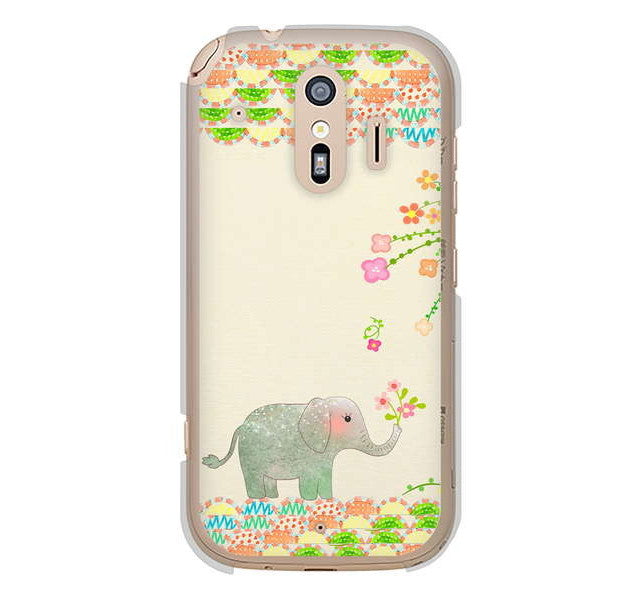らくらくスマートフォン me F-01L docomo 高画質仕上げ 背面印刷 ハードケース 【1039 お散歩ゾウさん】