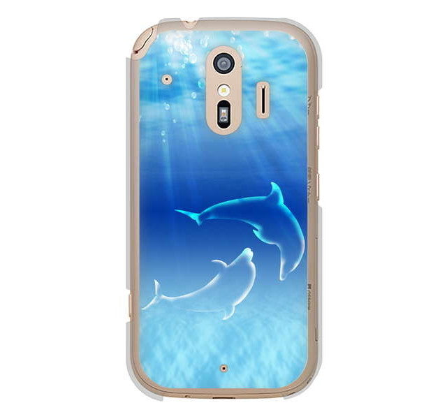 らくらくスマートフォン me F-01L docomo 高画質仕上げ 背面印刷 ハードケース 海の守り神