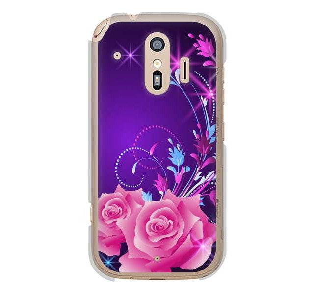 らくらくスマートフォン me F-01L docomo 高画質仕上げ 背面印刷 ハードケース ロマンチックなバラ