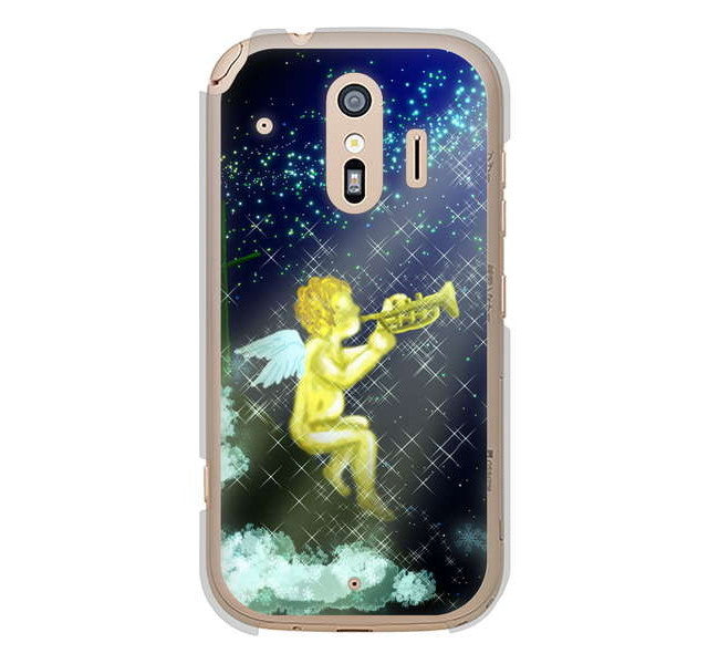 らくらくスマートフォン me F-01L docomo 高画質仕上げ 背面印刷 ハードケース 【1248 天使の演奏】