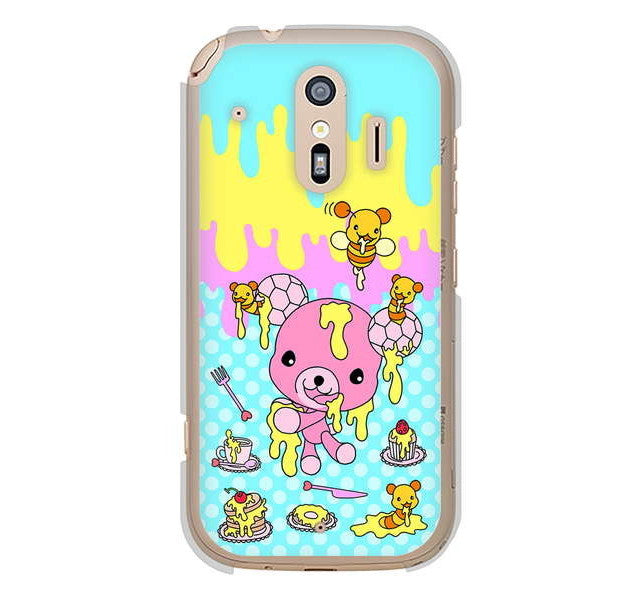 らくらくスマートフォン me F-01L docomo 高画質仕上げ 背面印刷 ハードケース むかいあぐる ハニベア