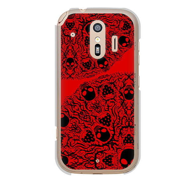 らくらくスマートフォン me F-01L docomo 高画質仕上げ 背面印刷 ハードケース むかいあぐる 苺骸骨曼荼羅