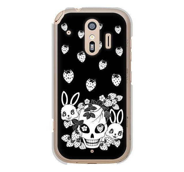 らくらくスマートフォン me F-01L docomo 高画質仕上げ 背面印刷 ハードケース むかいあぐる 苺兎