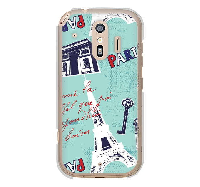 らくらくスマートフォン me F-01L docomo 高画質仕上げ 背面印刷 ハードケース ビューティフルパリレッド