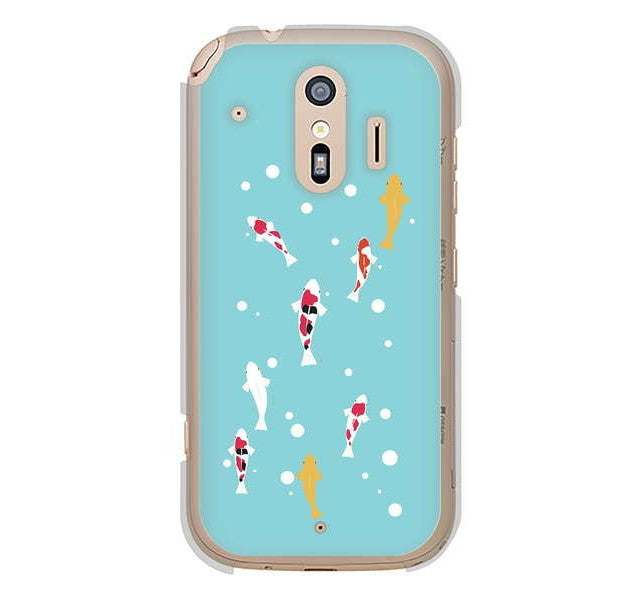 らくらくスマートフォン me F-01L docomo 高画質仕上げ 背面印刷 ハードケース 【KG800 コイの遊泳】
