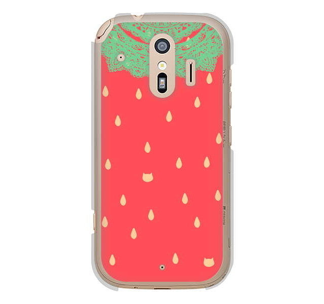 らくらくスマートフォン me F-01L docomo 高画質仕上げ 背面印刷 ハードケース 【MI800 strawberry ストロベリー】